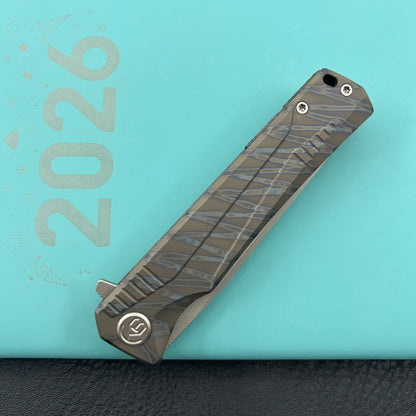 KB KNIVES  KB429B Pyramid Folding Knife Flame Titanium Handle 3.54'' Beadblast M390 Blade