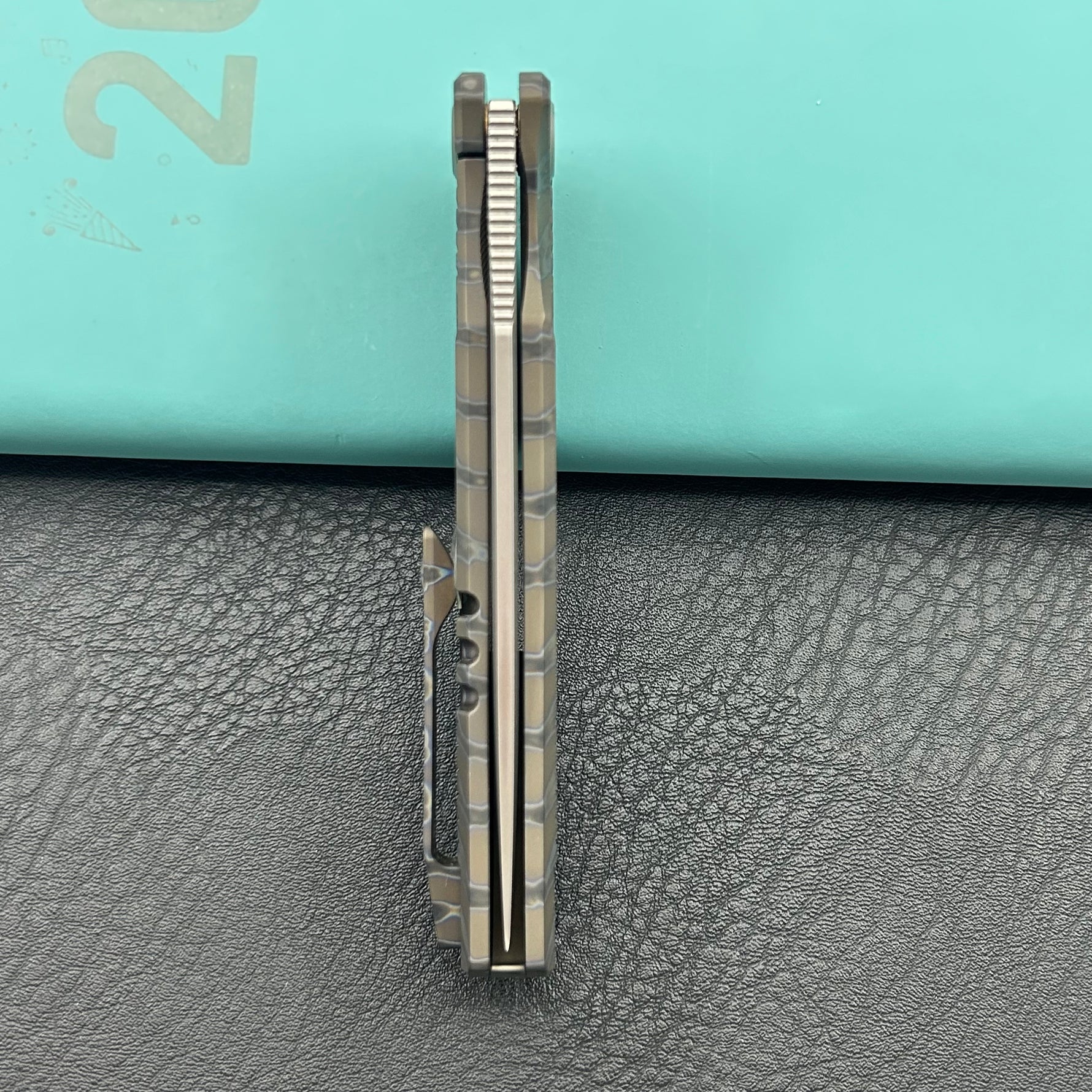 KB KNIVES  KB429B Pyramid Folding Knife Flame Titanium Handle 3.54'' Beadblast M390 Blade