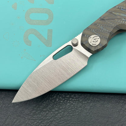 KB KNIVES KB457B Sear Thumb Stud Open Folding Pocket Knife Flamed Ti Micro Milling 2.99" Belt Satin S90V Blade