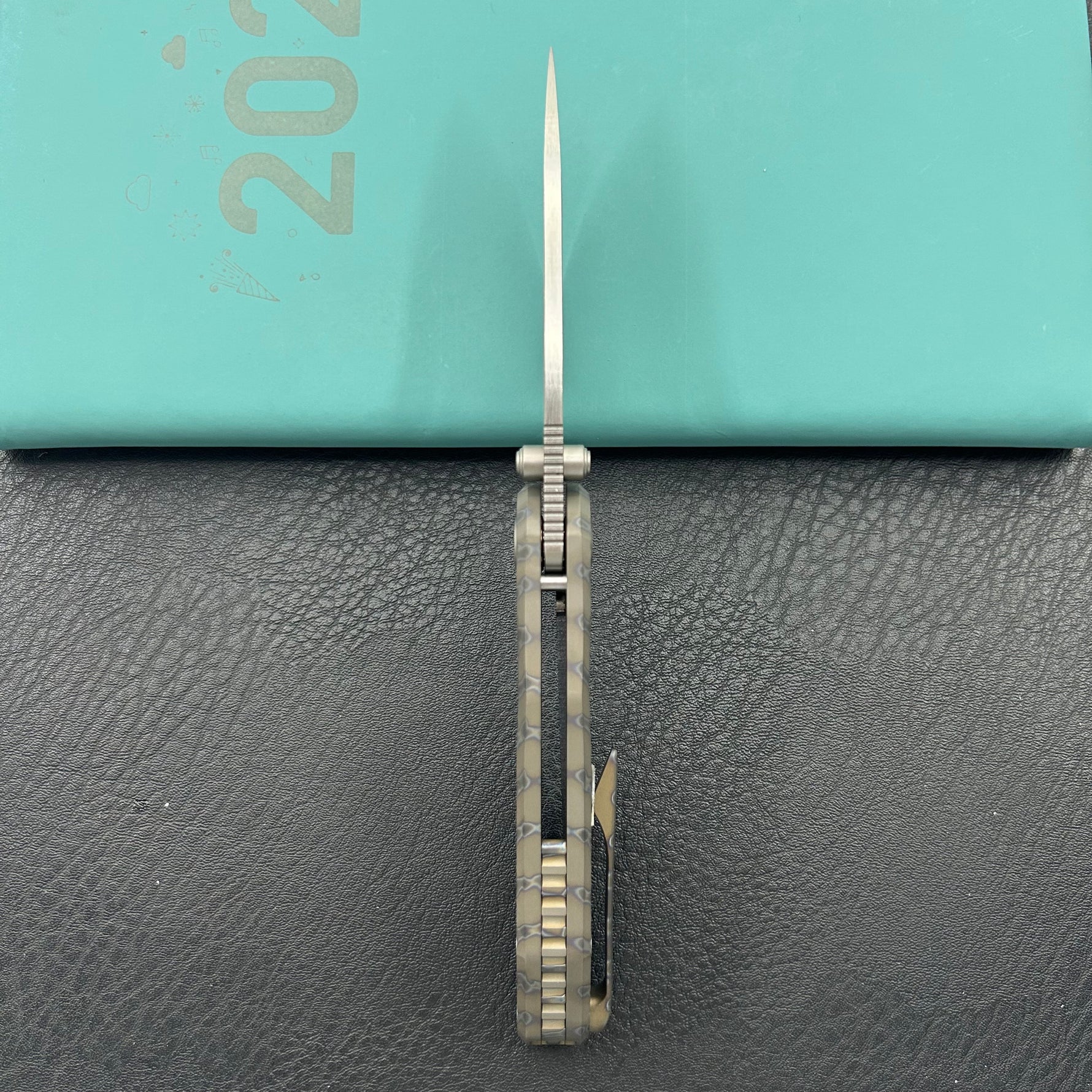 KB KNIVES KB457B Sear Thumb Stud Open Folding Pocket Knife Flamed Ti Micro Milling 2.99" Belt Satin S90V Blade