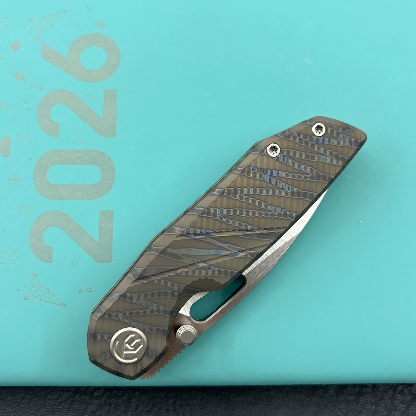 KB KNIVES KB457B Sear Thumb Stud Open Folding Pocket Knife Flamed Ti Micro Milling 2.99" Belt Satin S90V Blade
