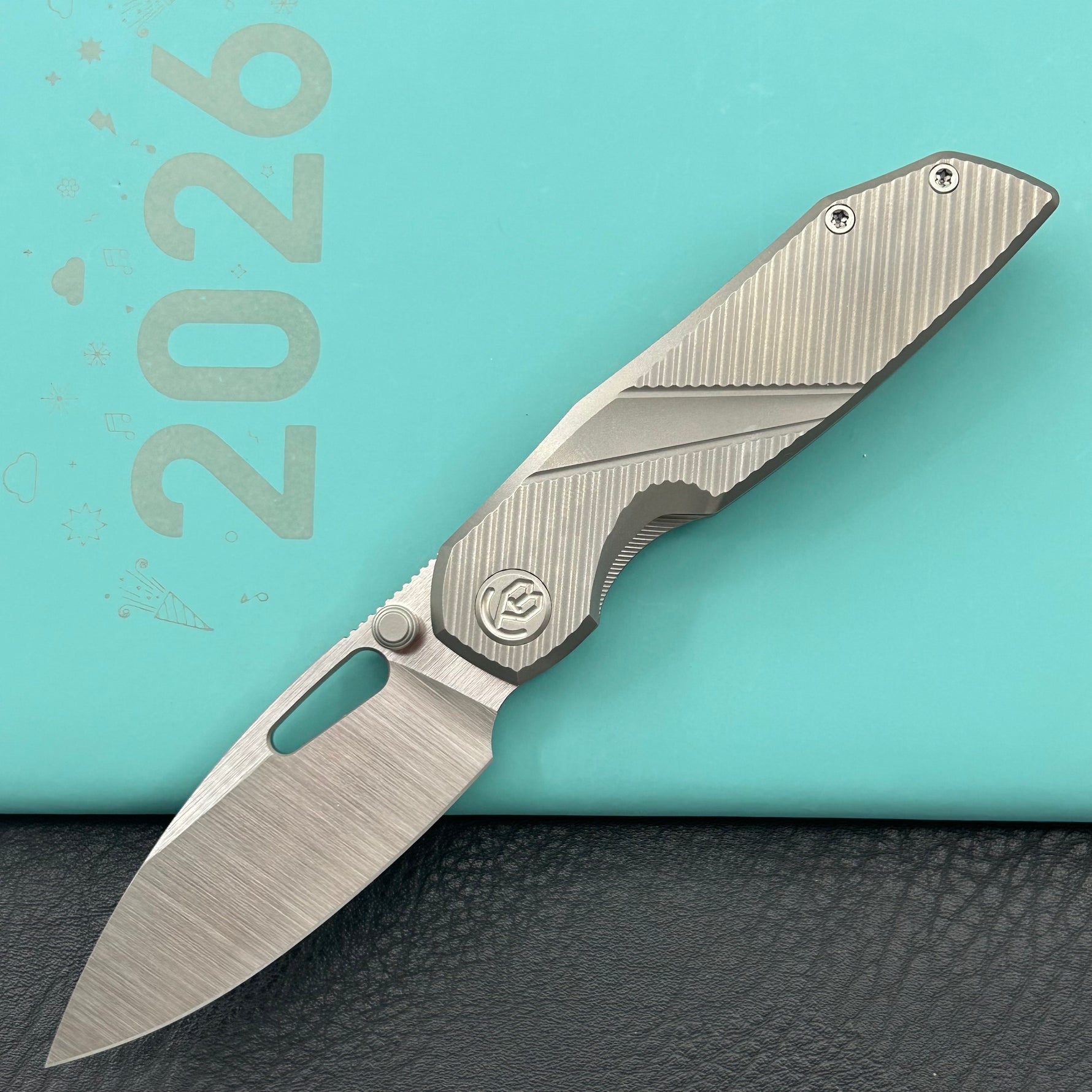 KB KNIVES KB457A Sear Thumb Stud Open Folding Pocket Knife Gray Ti Micro MIlling 2.99" Belt Satin S90V Blade