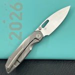 KB KNIVES KB457A Sear Thumb Stud Open Folding Pocket Knife Gray Ti Micro MIlling 2.99" Belt Satin S90V Blade