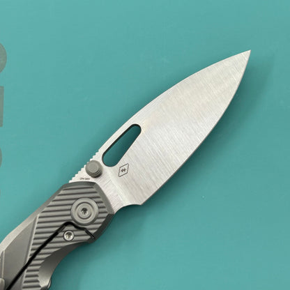 KB KNIVES KB457A Sear Thumb Stud Open Folding Pocket Knife Gray Ti Micro MIlling 2.99" Belt Satin S90V Blade