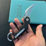 KUBEY knife KU298A Rogue Recurve Karambit Folding Knife Black G10 Handle 2.91" Stonewash 14C28N Blade