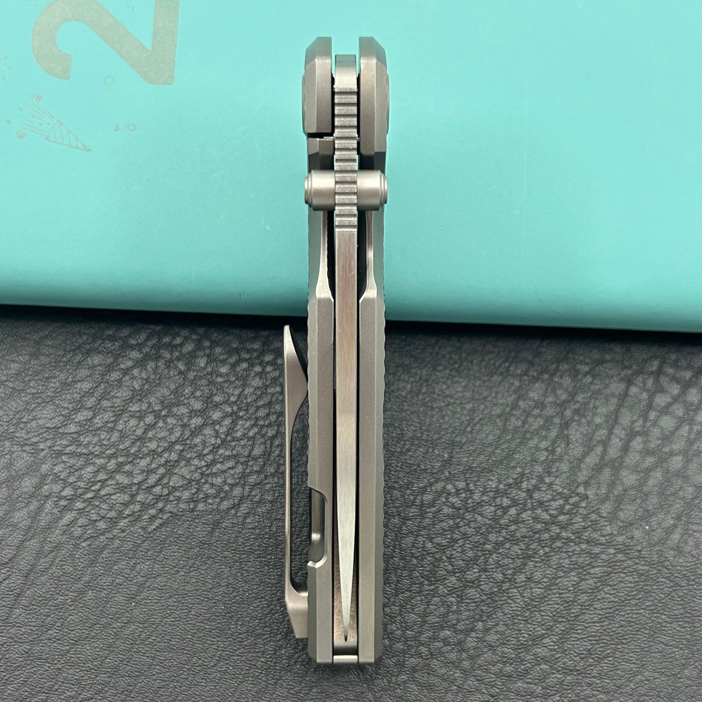 KB KNIVES KB457A Sear Thumb Stud Open Folding Pocket Knife Gray Ti Micro MIlling 2.99" Belt Satin S90V Blade