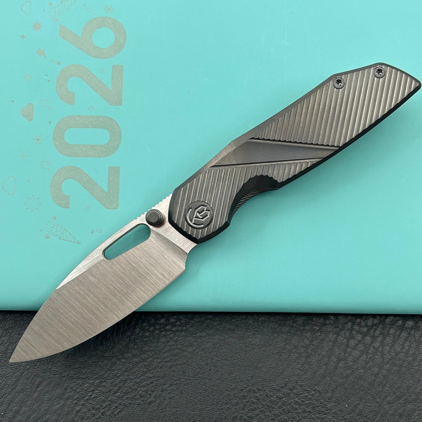 KB KNIVES KB457C  Sear Thumb Stud Open Folding Pocket Knife DLC Ti Micro Milling 2.99" Belt Satin S90V Blade