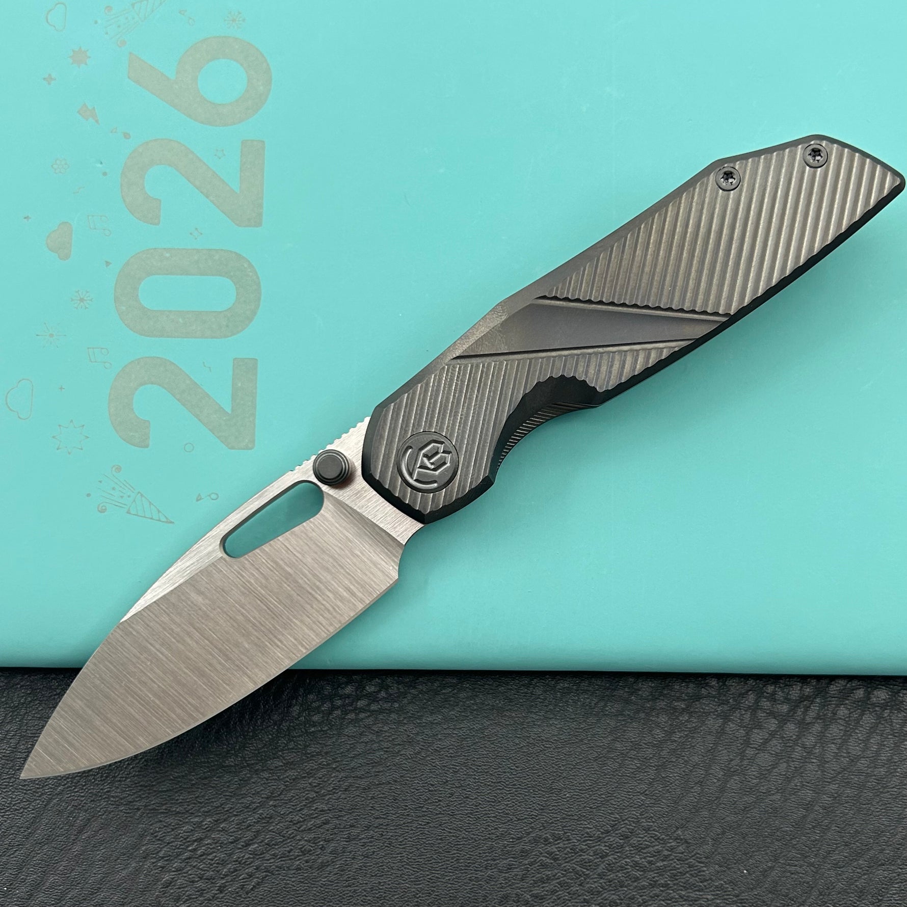 KB KNIVES KB457C  Sear Thumb Stud Open Folding Pocket Knife DLC Ti Micro Milling 2.99" Belt Satin S90V Blade