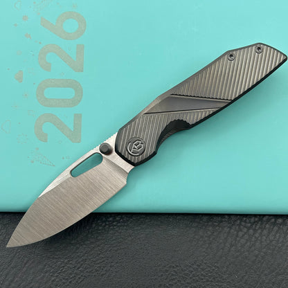 KB KNIVES KB457C  Sear Thumb Stud Open Folding Pocket Knife DLC Ti Micro Milling 2.99" Belt Satin S90V Blade