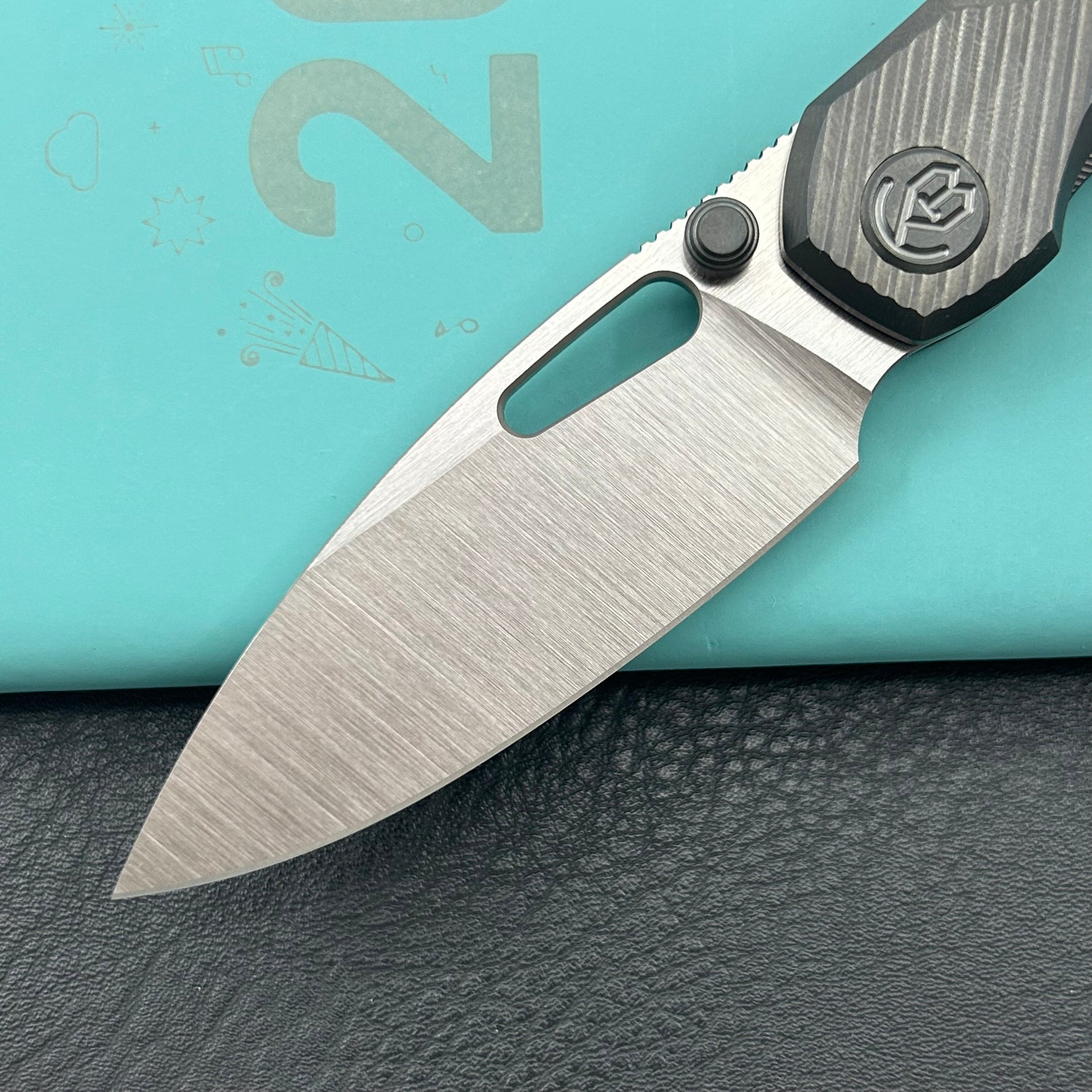 KB KNIVES KB457C  Sear Thumb Stud Open Folding Pocket Knife DLC Ti Micro Milling 2.99" Belt Satin S90V Blade