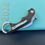 KUBEY knife KU298A Rogue Recurve Karambit Folding Knife Black G10 Handle 2.91" Stonewash 14C28N Blade