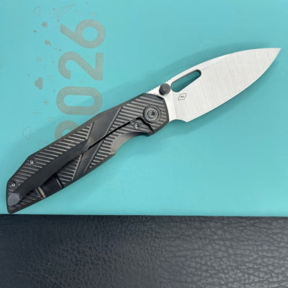 KB KNIVES KB457C  Sear Thumb Stud Open Folding Pocket Knife DLC Ti Micro Milling 2.99" Belt Satin S90V Blade