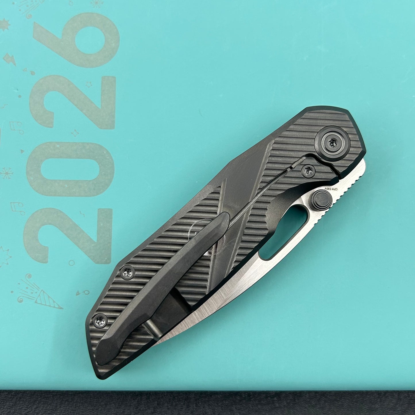 KB KNIVES KB457C  Sear Thumb Stud Open Folding Pocket Knife DLC Ti Micro Milling 2.99" Belt Satin S90V Blade