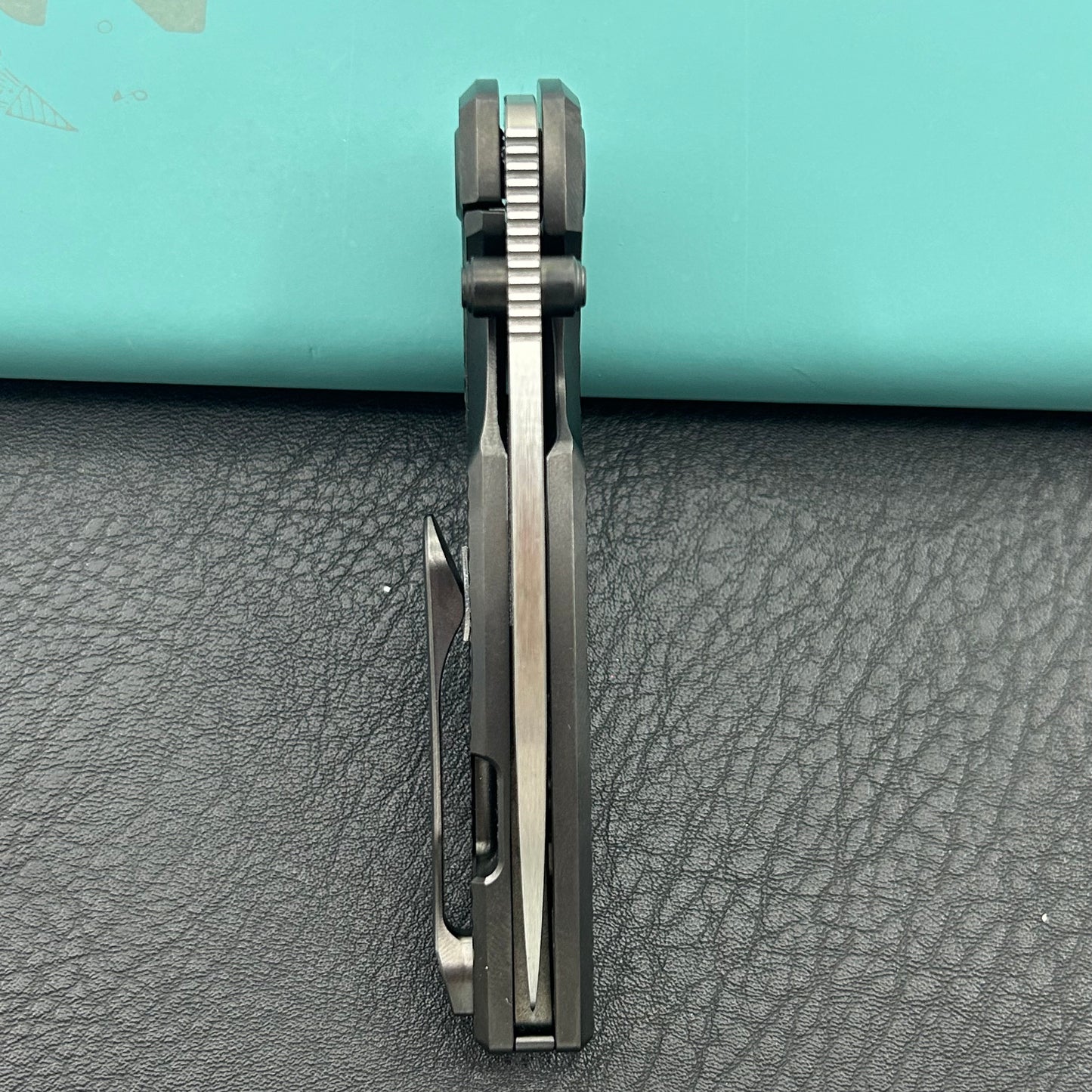 KB KNIVES KB457C  Sear Thumb Stud Open Folding Pocket Knife DLC Ti Micro Milling 2.99" Belt Satin S90V Blade