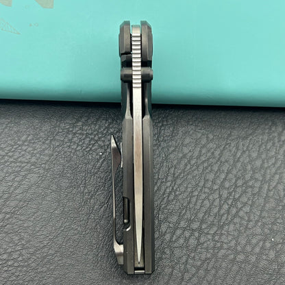KB KNIVES KB457C  Sear Thumb Stud Open Folding Pocket Knife DLC Ti Micro Milling 2.99" Belt Satin S90V Blade