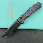 KB KNIVES KB427C Lynx Crossbar Locking Folding Knife DLC Titanium Handle with Zircuti Inlay  3.54'' DLC M390