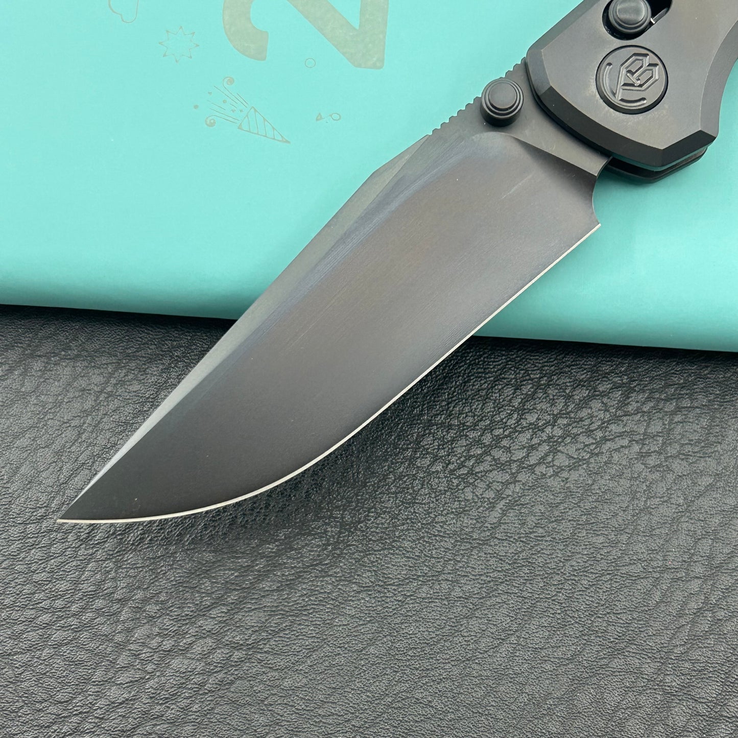 KB KNIVES KB427C Lynx Crossbar Locking Folding Knife DLC Titanium Handle with Zircuti Inlay  3.54'' DLC M390