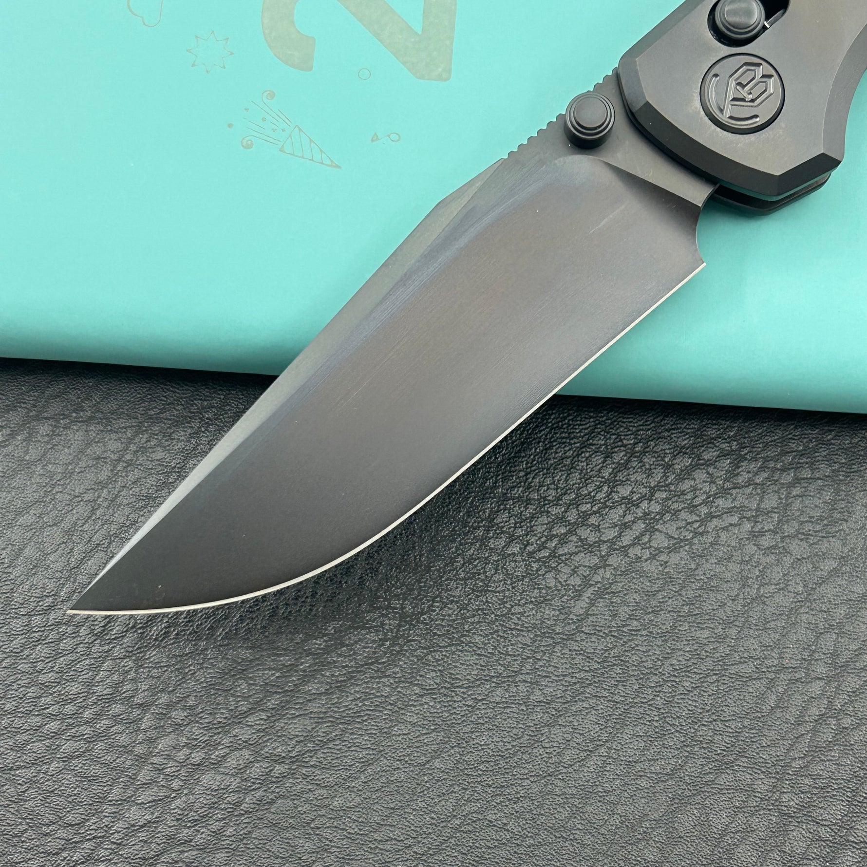 KB KNIVES KB427C Lynx Crossbar Locking Folding Knife DLC Titanium Handle with Zircuti Inlay  3.54'' DLC M390