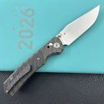 KB KNIVES KB427B Lynx Folding Knife Flame Ano Titanium with Wave CF Inlay Handle 3.54'' Bead Blasting M390