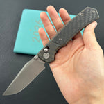 KB KNIVES KB427B Lynx Folding Knife Flame Ano Titanium with Wave CF Inlay Handle 3.54'' Bead Blasting M390