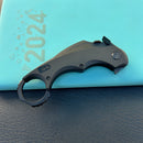 KUBEY KU298B  Rogue Recurve Karambit Folding Knife Black G10 Handle 2.91" Blackwash 14C28N Blade