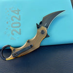 KUBEY knife KU298H Rogue Recurve Karambit Folding Knife  Ultem Handle 2.91" Blackwash 14C28N Blade