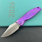 KB KNIVES KB478D Classico Frame Locking Folding Knife Purple Crystallized Titanium Handle 3.38" Belt Satin M390 Blade