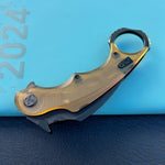 KUBEY knife KU298H Rogue Recurve Karambit Folding Knife  Ultem Handle 2.91" Blackwash 14C28N Blade