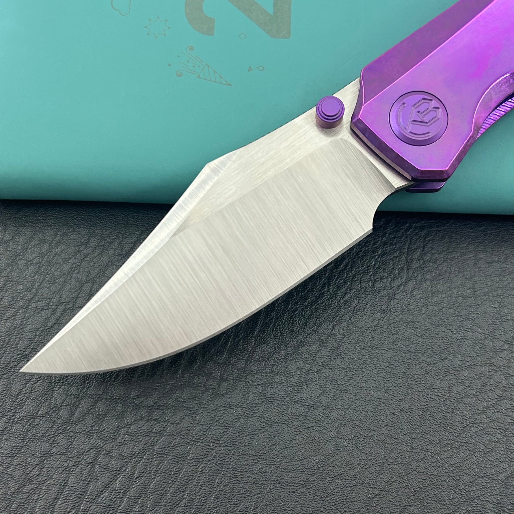 KB KNIVES KB478D Classico Frame Locking Folding Knife Purple Crystallized Titanium Handle 3.38" Belt Satin M390 Blade