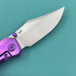 KB KNIVES KB478D Classico Frame Locking Folding Knife Purple Crystallized Titanium Handle 3.38" Belt Satin M390 Blade