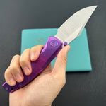 KB KNIVES KB478D Classico Frame Locking Folding Knife Purple Crystallized Titanium Handle 3.38" Belt Satin M390 Blade