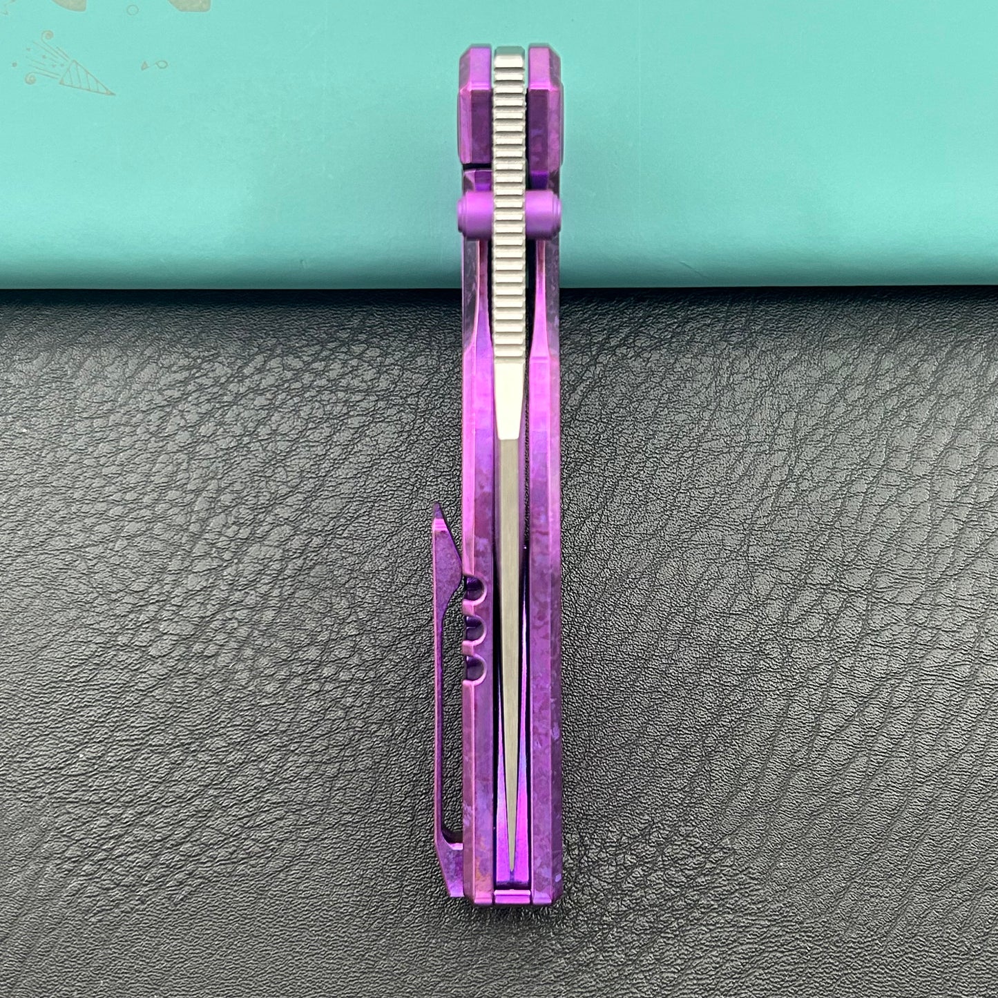 KB KNIVES KB478D Classico Frame Locking Folding Knife Purple Crystallized Titanium Handle 3.38" Belt Satin M390 Blade