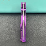 KB KNIVES KB478D Classico Frame Locking Folding Knife Purple Crystallized Titanium Handle 3.38" Belt Satin M390 Blade