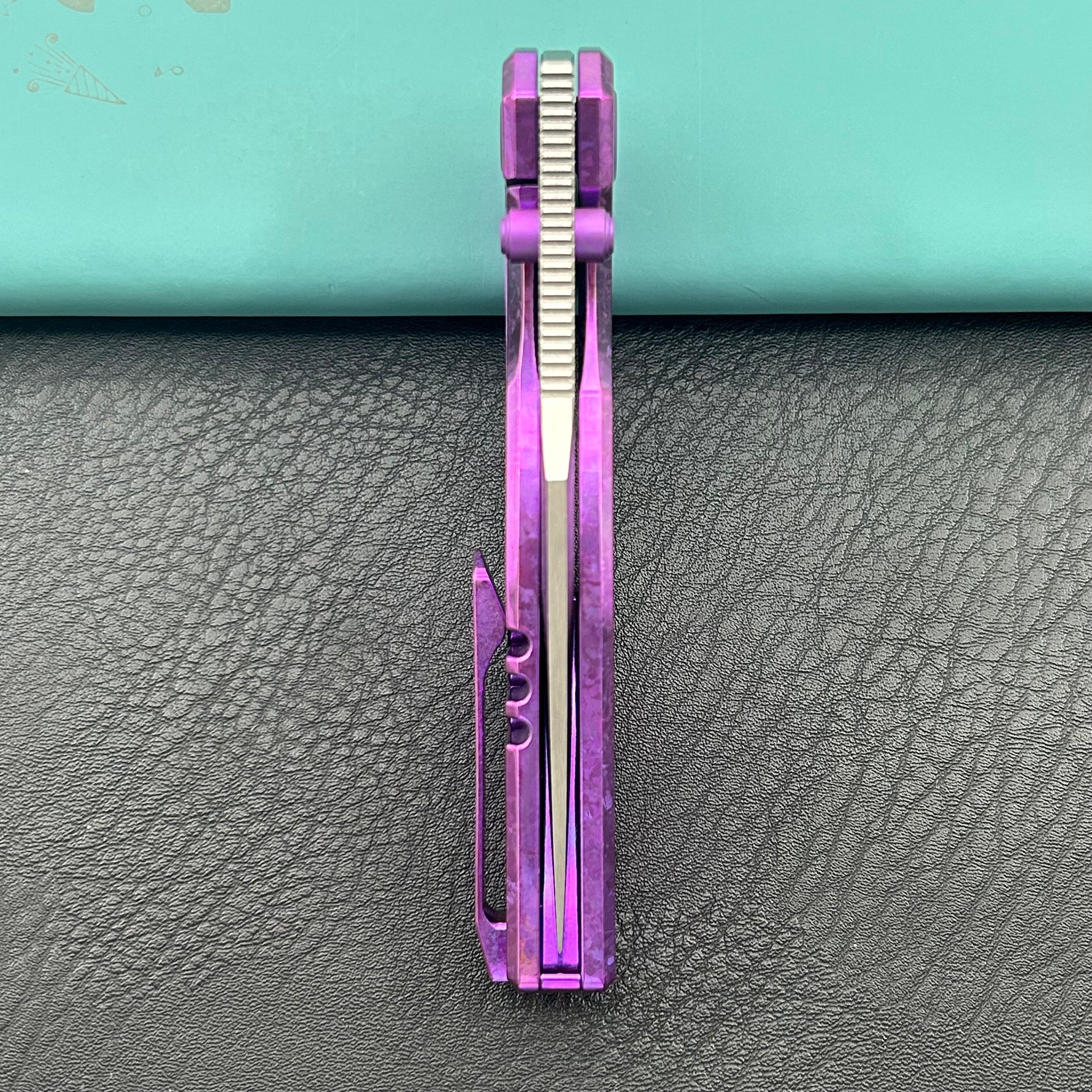 KB KNIVES KB478D Classico Frame Locking Folding Knife Purple Crystallized Titanium Handle 3.38" Belt Satin M390 Blade
