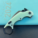 KUBEY knife KU298E Rogue Recurve Karambit Folding Knife Jade  G10 Handle 2.91" Blackwash 14C28N Blade