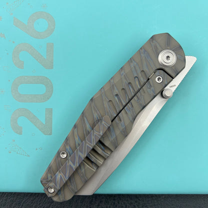 KB KNIVES KB419B Protocol Folding Knife Flame Titanium Handle 3.35'' Bead Blasting M390