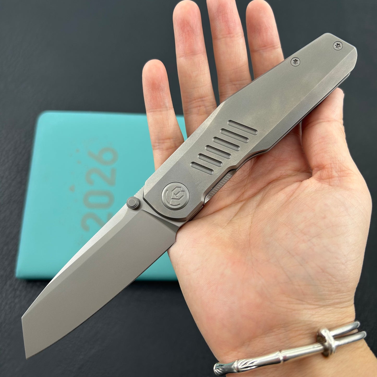 KB KNIVES KB419A Protocol Folding Knife Gray Titanium Handle 3.35'' Sandblast M390 Blade