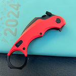 KUBEY KU298F Rogue Recurve Karambit Folding Knife Red  G10 Handle 2.91" Blackwash 14C28N Blade