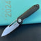 KUBEY KU321P Royal CM Designs EDC Pocket Knife Front Flipper Black G10 Handle 2.99" Stonewash 14C28N