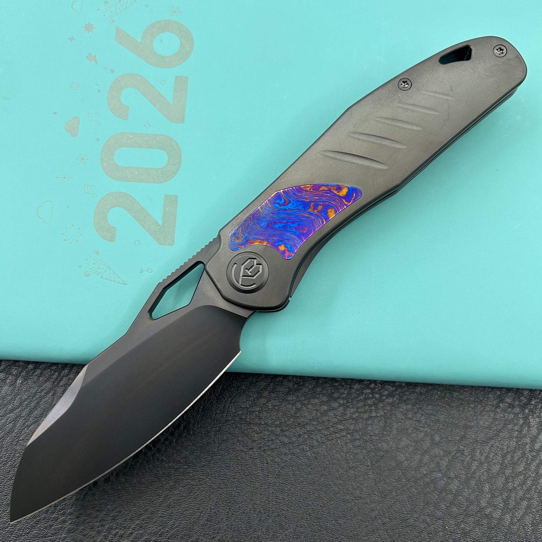 KB KNIVES KB385C Sudden Frame Lock Pocket Folding Knife Regular DLC Titanium w/ Timascus Inlays 3.46'' Regular DLC 20CV Blade