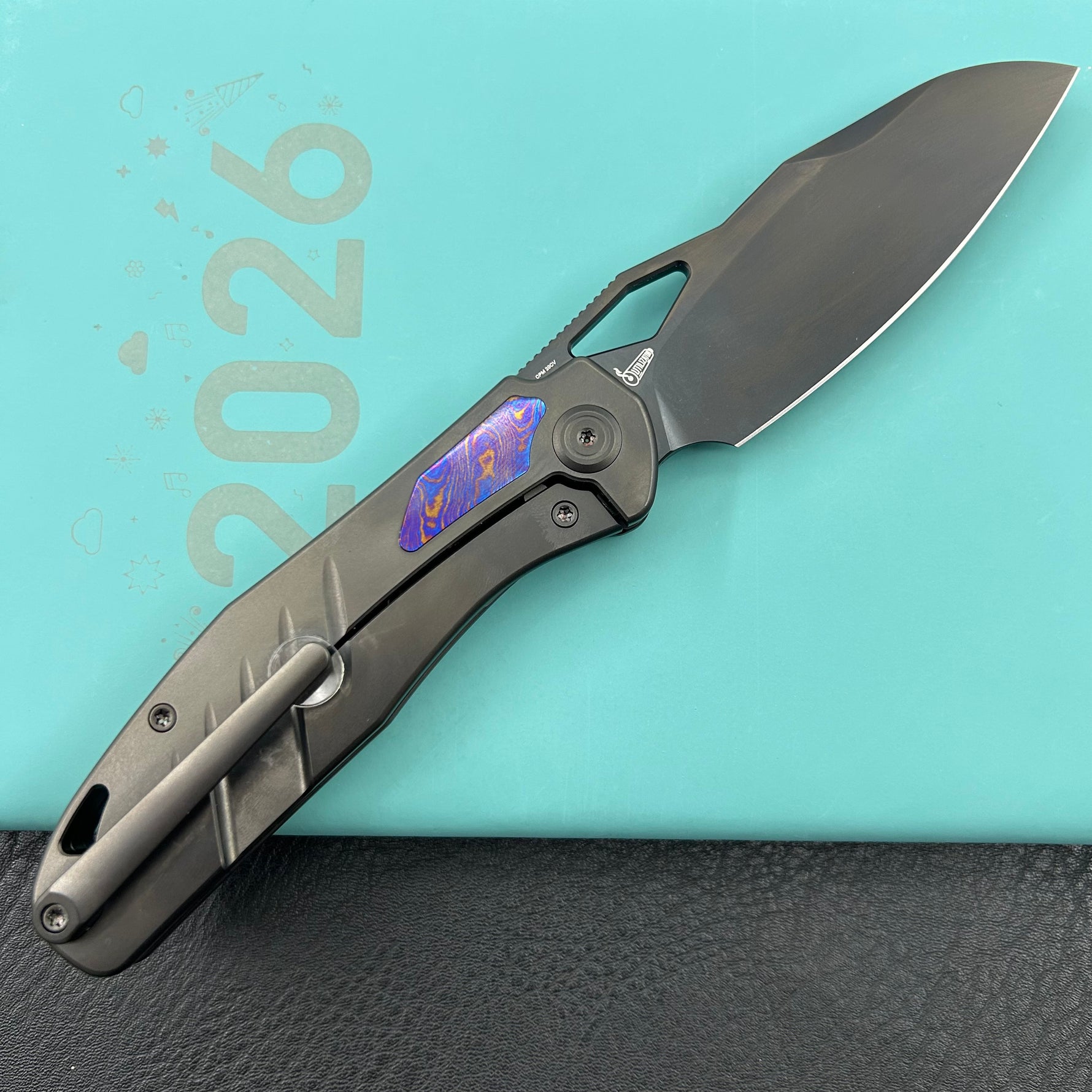 KB KNIVES KB385C Sudden Frame Lock Pocket Folding Knife Regular DLC Titanium w/ Timascus Inlays 3.46'' Regular DLC 20CV Blade