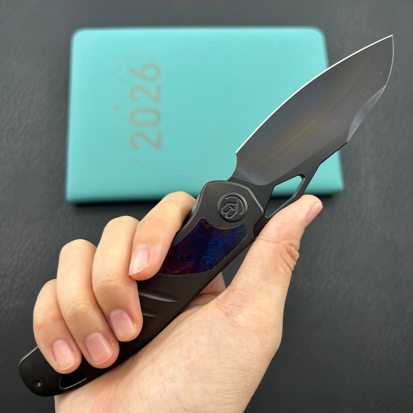 KB KNIVES KB385C Sudden Frame Lock Pocket Folding Knife Regular DLC Titanium w/ Timascus Inlays 3.46'' Regular DLC 20CV Blade
