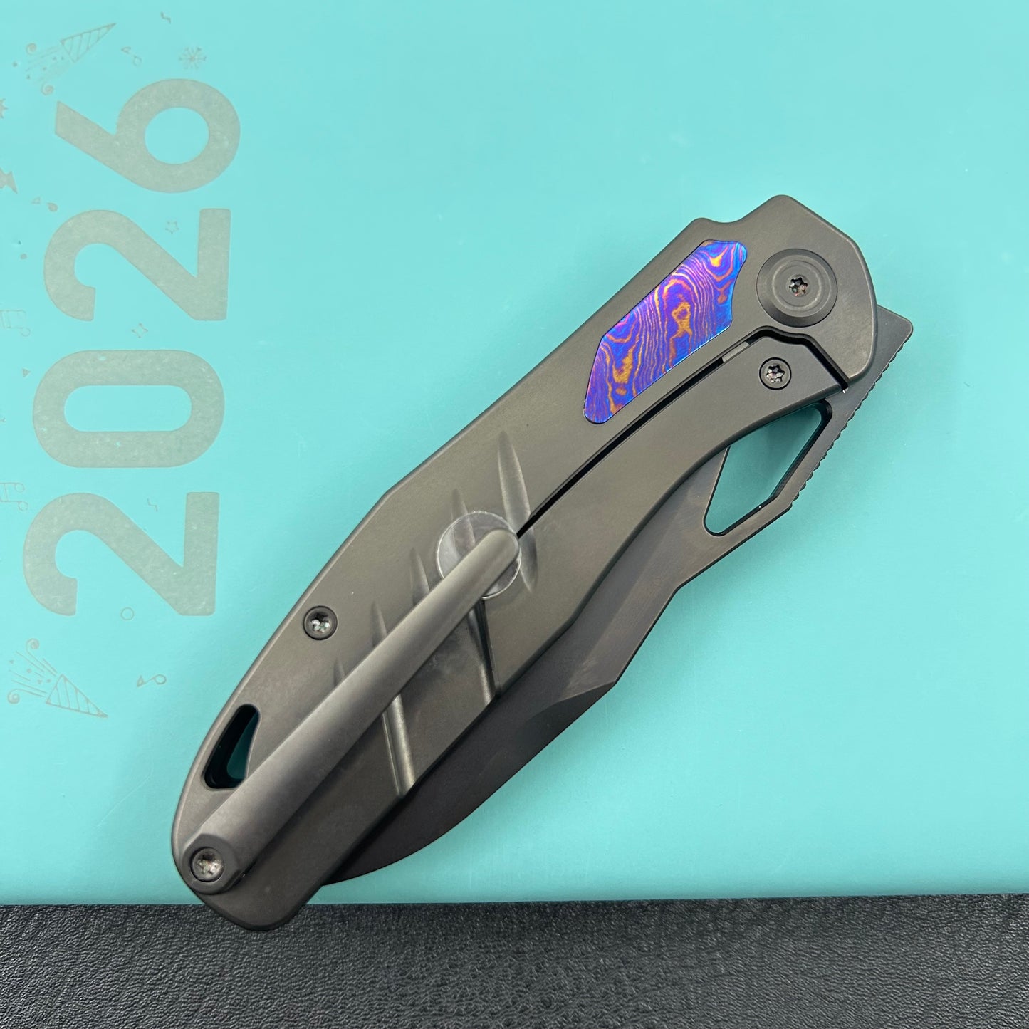 KB KNIVES KB385C Sudden Frame Lock Pocket Folding Knife Regular DLC Titanium w/ Timascus Inlays 3.46'' Regular DLC 20CV Blade