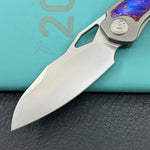 KB KNIVES KB385A Sudden Frame Lock Pocket Folding Knife Sandblast Titanium w/ Timascus Inlays 3.46'' Beadblast 20CV Blade