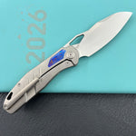 KB KNIVES KB385A Sudden Frame Lock Pocket Folding Knife Sandblast Titanium w/ Timascus Inlays 3.46'' Beadblast 20CV Blade