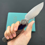 KB KNIVES KB385A Sudden Frame Lock Pocket Folding Knife Sandblast Titanium w/ Timascus Inlays 3.46'' Beadblast 20CV Blade