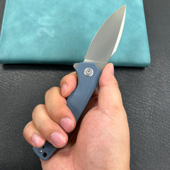 KUBEY KU901M Calyce Liner Lock Flipper Folding Knife Blue G10 Handle 3.27" Bead Blasted AUS-10