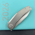 KB KNIVES KB418A Taurus Frame Lock Pocket Folding Knife Gray Titanium Handle 3.27'' Beadblast M390 Blade