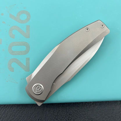 KB KNIVES KB418A Taurus Frame Lock Pocket Folding Knife Gray Titanium Handle 3.27'' Beadblast M390 Blade