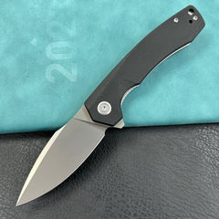 KUBEY KU901K Calyce Liner Lock Flipper Folding Knife Black G10 Handle 3.27" Bead Blasted AUS-10